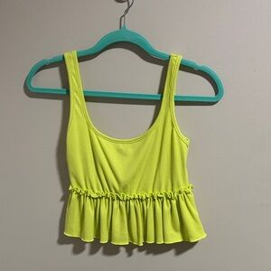 Forever 21 Neon Yellow Ruffled Crop Top